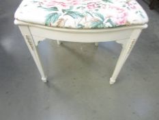 A white painted upholstered French style chair. Collect only.