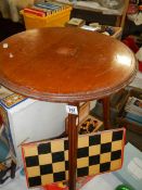 A mahogany inlaid side table. COLLECT ONLY.
