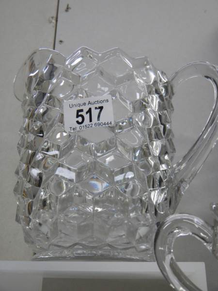 A good quality cube glass vase and a pair of double handled vases. Collect Only. - Image 3 of 3