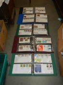 A crate of first day covers.