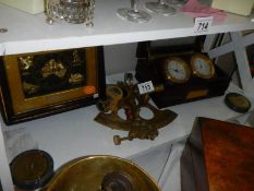 A mixed lot of clocks, sextant etc.,