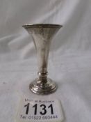 A hall marked silver trumpet vase, Birmingham 1977.