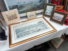 A large gilt framed L S Lowry print and 4 others.