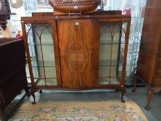 A large Edwardian Rosewood veneered with Geometric inlay and astragal glazed gothic doors. 140cm x