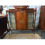 A large Edwardian Rosewood veneered with Geometric inlay and astragal glazed gothic doors. 140cm x