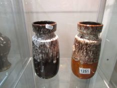 2 West German fat lava vases No. 242-22 (Scheurich Keranik).