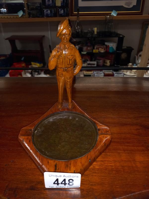 A vintage carved wooden figure of a corporal moulded as an ashtray. - Image 2 of 2