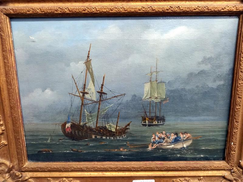 A Victorian gilt framed seascape signed Wilcox Caton 1897 in good condition. - Image 2 of 3