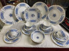 25 piece Coalport revelry blue and white dinner service.