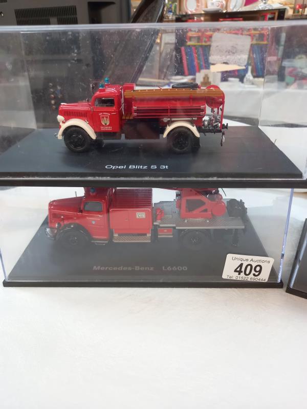 4 boxed schuco fire engines including Mercedes Benz L6600 Opel Blitz S3T - Image 2 of 3