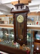 A Victorian mahogany double weight Vienna wall clock. COLLECT ONLY.