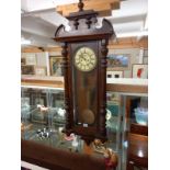 A Victorian mahogany double weight Vienna wall clock. COLLECT ONLY.