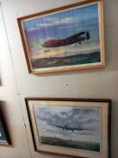 A framed and glazed print of The battle of Britain memorial flight and a signed print of an Avro