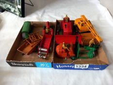 A selection of Dinky toys including Massey Harris tractor bulldozer etc