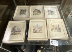 6 small framed watercolour drawings of Newark by Charles O Connor.