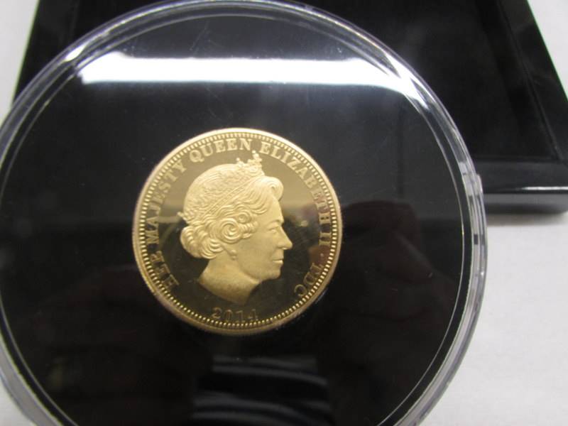 The Queen's 88th birthday gold plate on silver proof triple thickness £5 coin, 75 grams. - Image 2 of 3