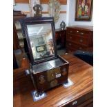 19c Brass bound Rosewood travelling dressing table box. 38cm x 27.5cm 22cm.