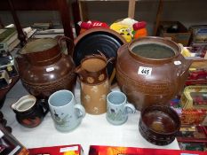 A good selection of stoneware jugs, mixed porcelain etc including Royal Doulton. Collect Only.