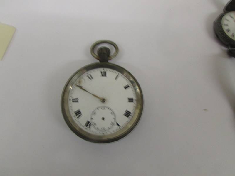 Two pocket watches and a silver ladies wrist watch, a/f for spares or repair. - Image 4 of 6