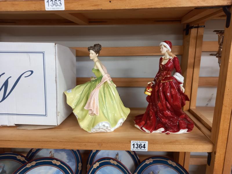 A Royal Doulton, spring ball HN 5467 and mistletoe and wine HN 5399. Collect Only.