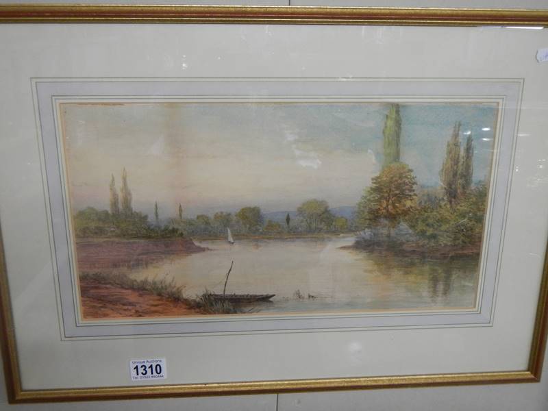 An early 20th century gilt framed and glazed watercolour signed but indistinct.