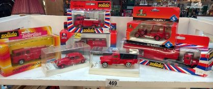 A selection of boxed Solido Diecast fire engines.