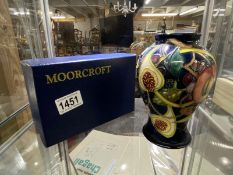 A boxed Moorcroft 2000 vase, crackling to the glaze.