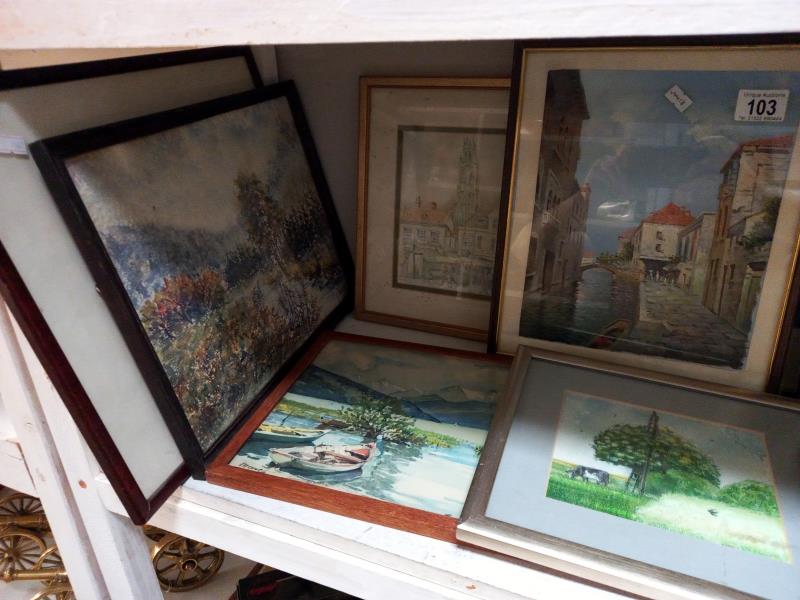 A quantity of framed & glazed watercolours & prints etc. - Image 2 of 3