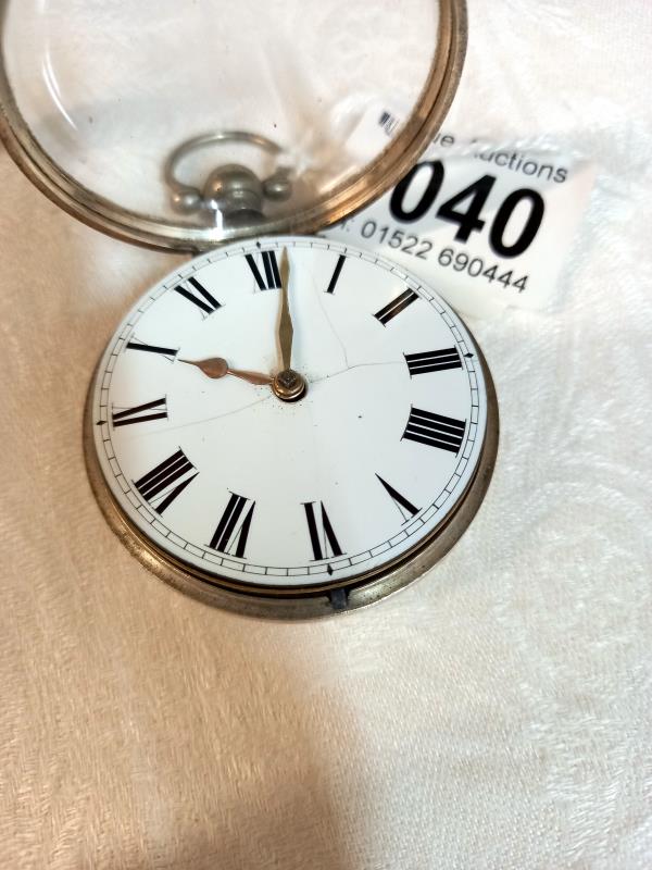 A silver chain driven pocket watch, Thos. Crawshaw Retford, in working order. - Image 4 of 4