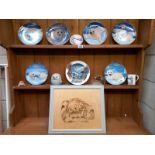 A collection of seal related items including 6 x Franklin mint limited edition porcelain plates,