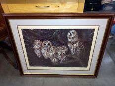 A large limited edition print of owls 'Insomnia' by Dorothea Lynde No 340/850. 92cm x 73cm.