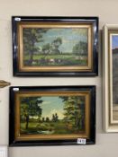 Two oil on boards naive country scenes signed, Shufflebotham? 1930's.