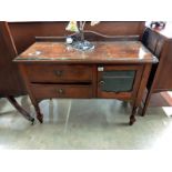 A Victorian single door, two drawer display cabinet, COLLECT ONLY.