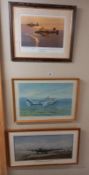 3 framed and glazed print pictures of world wars, Bomber-one being a limited edition Halifax with