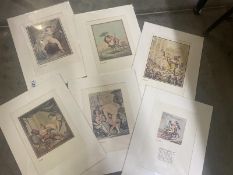 Thomas Rowlandson (1756-1827) Collection of 6 risque/erotic prints/plates circa 1960s. All mounted