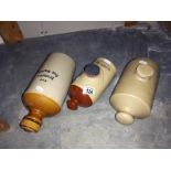 3 stone bed warmers, Brampton, White & Taylor & 1 unmarked