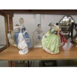 Five Royal Doulton figures - Masquerade HN 2251, Buttercup HN2309, Sweet Seventeer HN2734,