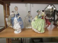 Five Royal Doulton figures - Masquerade HN 2251, Buttercup HN2309, Sweet Seventeer HN2734,