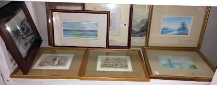 A quantity of framed & glazed watercolours etc.