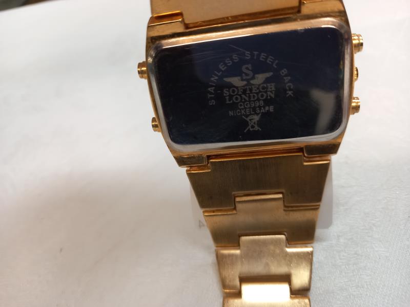 A large gold plated gents SofTech London digital analogue wrist watch - Image 3 of 3