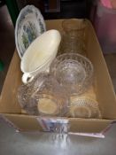 A Spode mantel vase, Spode plate and quantity of crystal glassware. Collect Only.