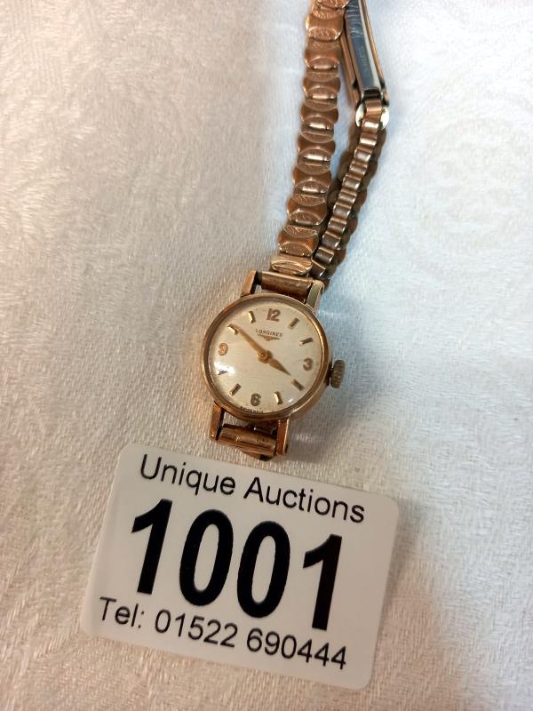 A Longines 9ct gold cased ladies wrist watch, in working order. - Image 2 of 3
