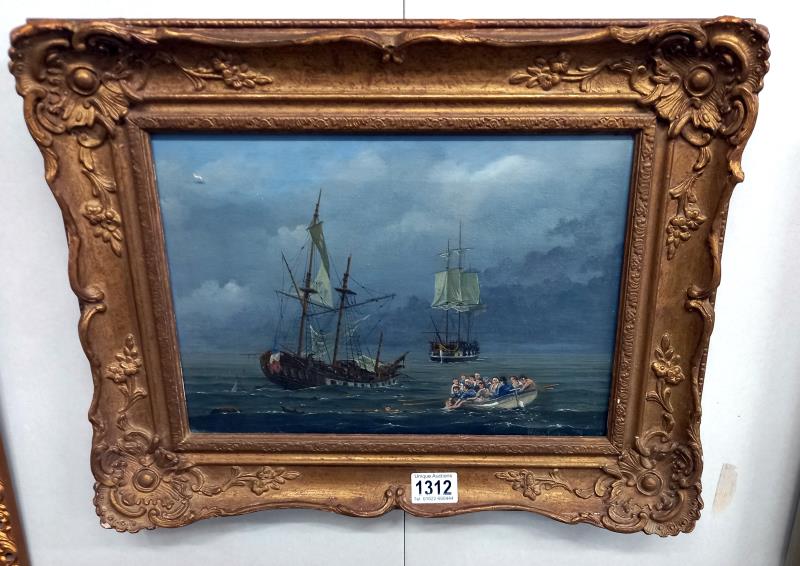 A Victorian gilt framed seascape signed Wilcox Caton 1897 in good condition.