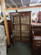 A good Edwardian mahogany inlaid two door display cabinet. COLLECT ONLY.