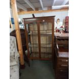 A good Edwardian mahogany inlaid two door display cabinet. COLLECT ONLY.