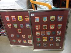 38 framed vintage tourist cloth patch badges