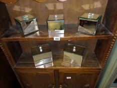 5 mirrored glass trinket boxes, 2 with drawers