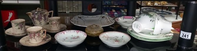 A quantity of Shelley cups, side plates, also Chinese tea cups, saucers and tea pot etc.