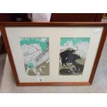 Elisabeth Frink (1930-1993) Pair of lithographs in one frame on laid paper printed by The Curwen