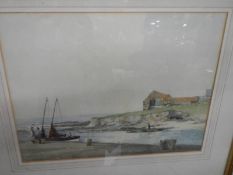 A mid 20th century coastal scene watercolour signed Matthew Adam.